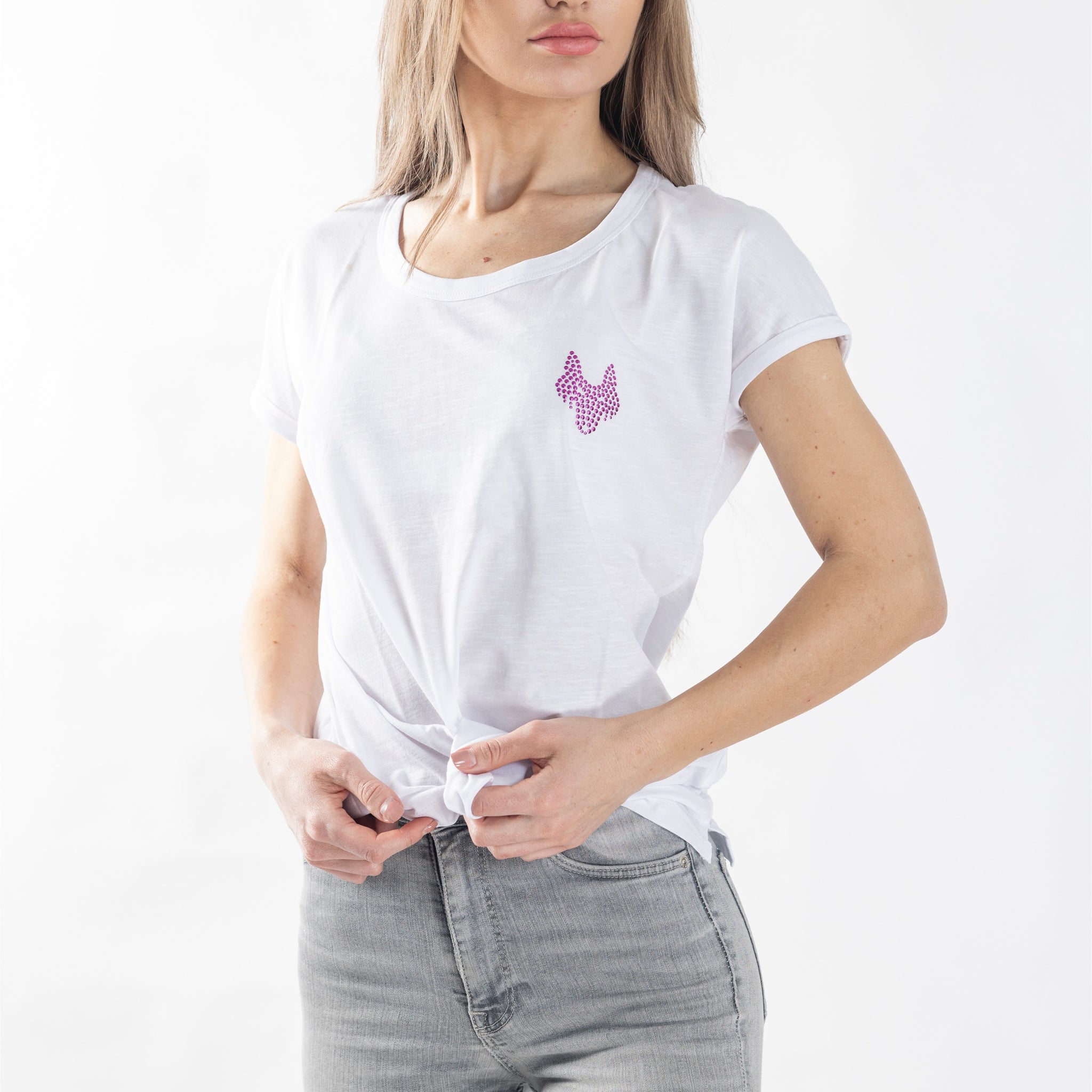 Basic T-Shirt White Crystal logo