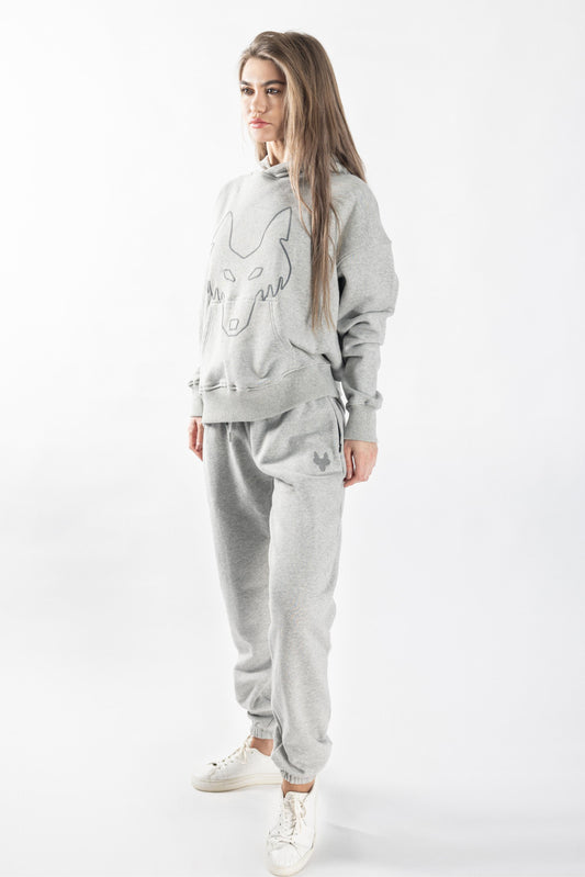 Oversized Jogging Set Hoodie For Women logo In Back color light grey